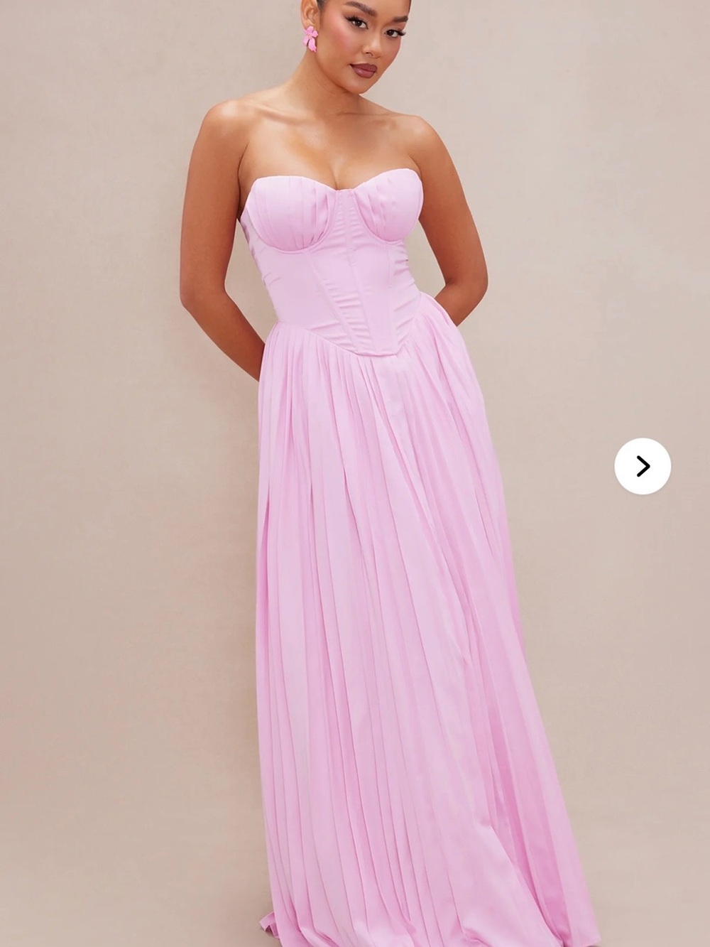 Fashion Nova Strapless Sweetheart Corset Pink Maxi Gown